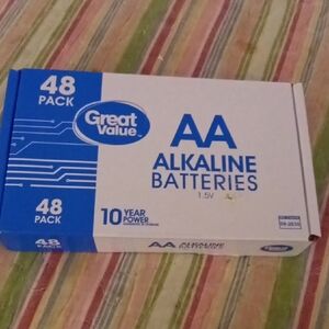 AA Alkaline Batteries - 48 Pack, Blue and White